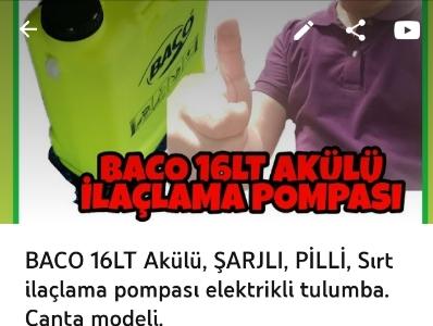 Baco AKÜLÜ şarjlı ilaçlama pompası 16lt