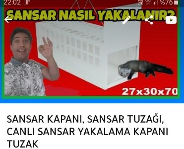 Sansar kedi tilki yakalama KAPANI 1 adet